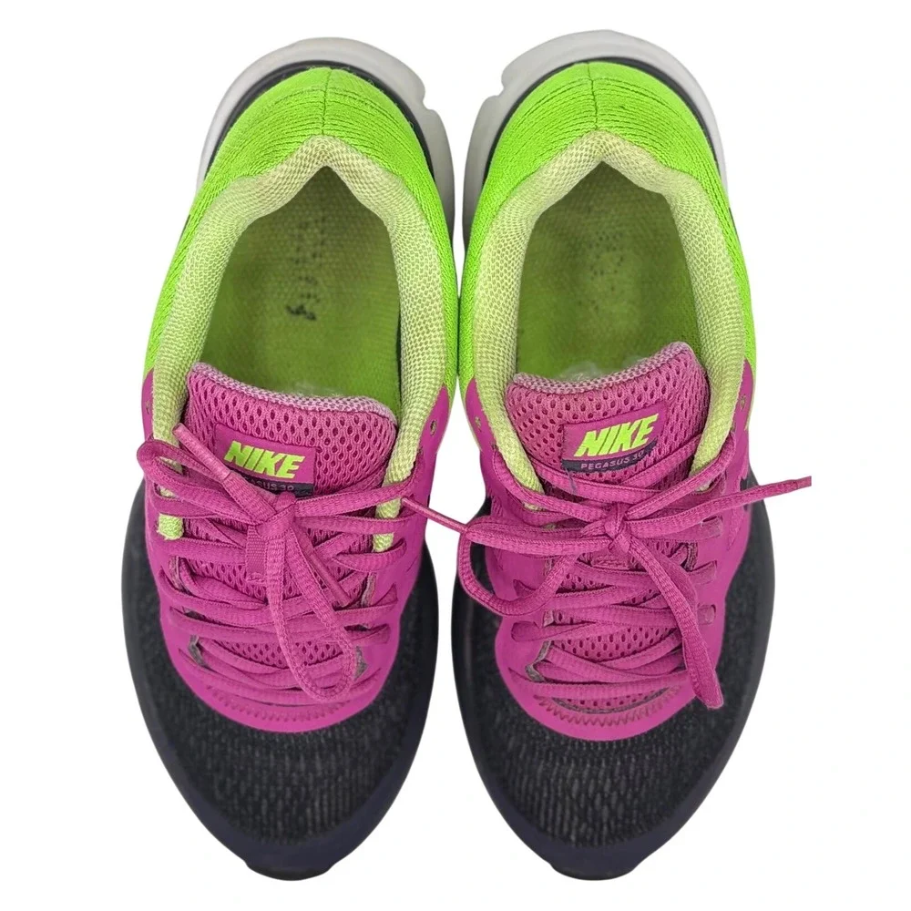 Nike Air Zoom Pegasus 30 Women Running Shoes Pink Lime Green 599392-600 Size 7.5